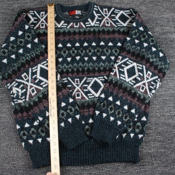 VTG Todays News Sweater Large Geometric Crew Neck 100% Virgin Acrylic - Picture 5 of 11